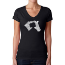 Black XXL Girl Horse - Women's Word Art V-Neck T-Shirt