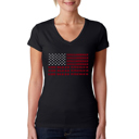 Black X-Small Women's Word Art V-Neck T-Shirt - God Bless America