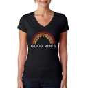 Black XXL Women's Word Art V-Neck T-Shirt - Good Vibes