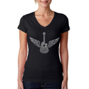 Black Medium Women's Word Art V-Neck T-Shirt - Amazing Grace