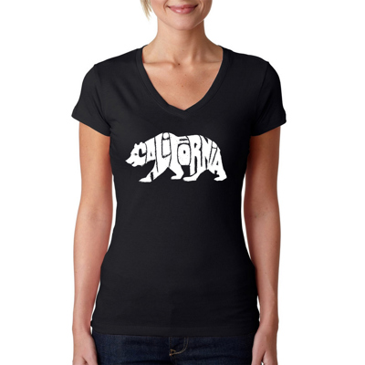 Women's Word Art V-Neck T-Shirt - California Bear