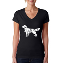 Black Medium Women's Word Art V-Neck T-Shirt - Golden Retreiver