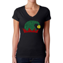 Black X-Small Christmas Elf Hat - Women's Word Art V-Neck T-Shirt