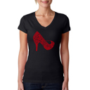 Black X-Small Women's Word Art V-Neck T-Shirt - High Heel