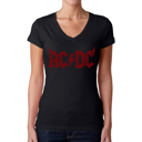 Black Medium Women's Word Art V-Neck T-Shirt - ACDC
