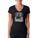 Black XXL Women's Word Art V-Neck T-Shirt - POPULAR HORSE BREEDS