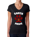 Black Small Santa Paws - Women's Word Art V-Neck T-Shirt