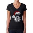 Black XXL Santa Pics - Women's Word Art V-Neck T-Shirt