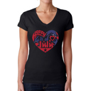  Women's Word Art V-Neck T-Shirt - July 4th Heart