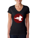 Black XL Women's Word Art V-Neck T-Shirt -Types of Martial Arts