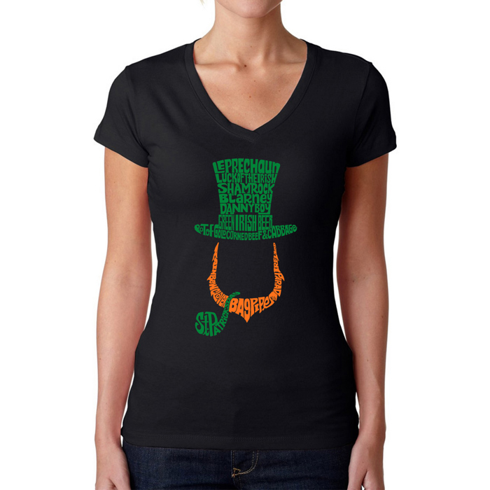 Women's Word Art V-Neck T-Shirt - Leprechaun