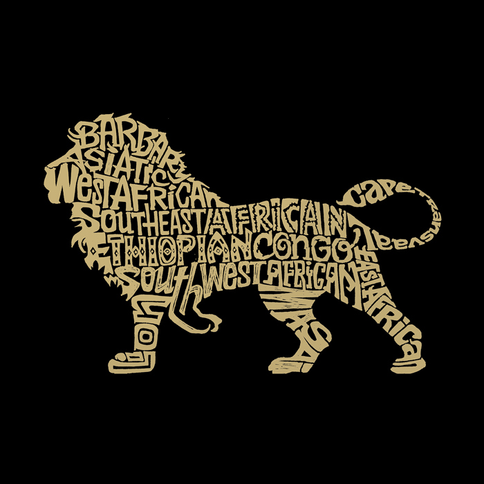Women's Word Art V-Neck T-Shirt - Lion