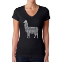 Black XL Women's Word Art V-Neck T-Shirt - Llama Mama