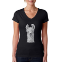 Black X-Small Women's Word Art V-Neck T-Shirt - Llama