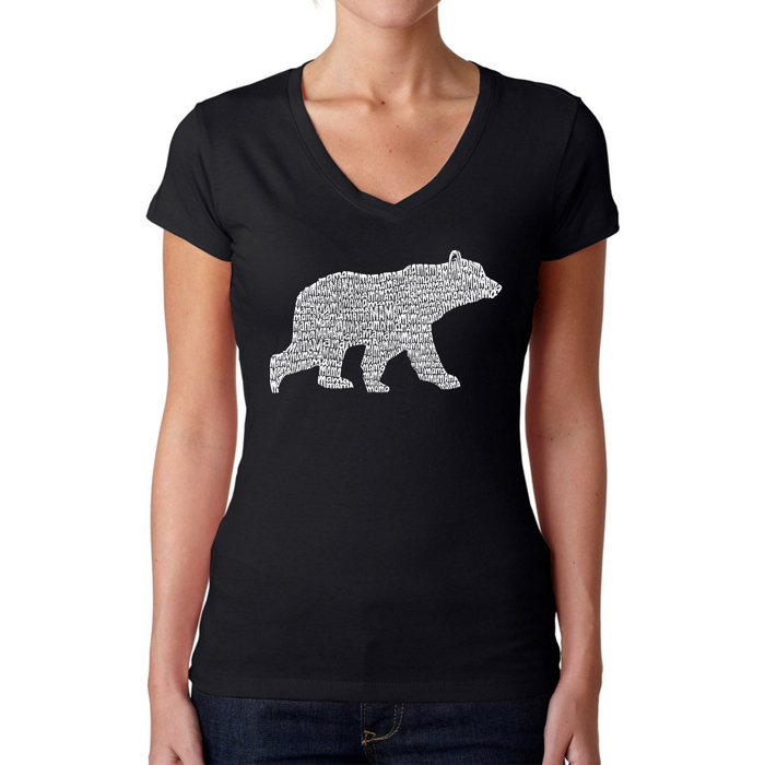 Women's Word Art V-Neck T-Shirt - Mama Bear