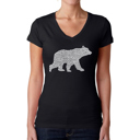 Black Large Women's Word Art V-Neck T-Shirt - Mama Bear