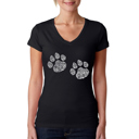  Women's Word Art V-Neck T-Shirt - Meow Cat Prints