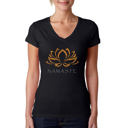 Black XXL Women's Word Art V-Neck T-Shirt - Namaste