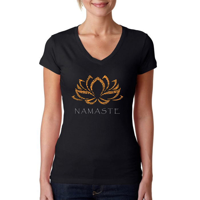 Women's Word Art V-Neck T-Shirt - Namaste