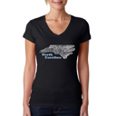  Women's Word Art V-Neck T-Shirt - North Carolina