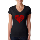 Black Small Women's Word Art V-Neck T-Shirt - All You Need Is Love