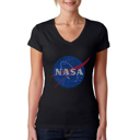  Women's Word Art V-Neck T-Shirt - NASA's Most Notable Missions