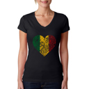 Black Medium Women's Word Art V-Neck T-Shirt - One Love Heart