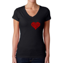 Black XL All You Need is Love - Women's Word Art V-Neck T-Shirt