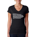 Black Medium Women's Word Art V-Neck T-Shirt - Pledge of Allegiance Flag