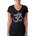 Black X-Small Women's Word Art V-Neck T-Shirt - Poses OM