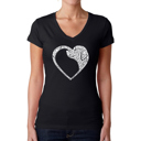 Black Medium Dog Heart - Women's Word Art V-Neck T-Shirt