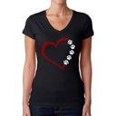 Black Large Meow Heart - Women's Word Art V-Neck T-Shirt