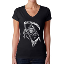 Black X-Small Women's Word Art V-Neck T-Shirt - Grim Reaper