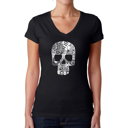  Rock n Roll Skull - Women's Word Art V-Neck T-Shirt