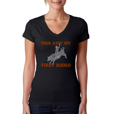 Women's Word Art V-Neck T-Shirt - This Aint My First Rodeo