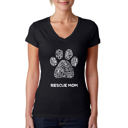 Black Medium Women's Word Art V-Neck T-Shirt - Rescue Mom