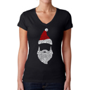 Black X-Small Women's Word Art V-Neck T-Shirt - Santa Claus