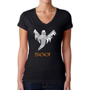  Halloween Ghost - Women's Word Art V-Neck T-Shirt