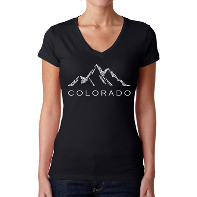 Women's Word Art V-Neck T-Shirt - Colorado Ski Towns