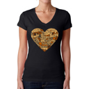 Black XXL Thanksgiving Heart - Women's Word Art V-Neck T-Shirt