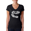 Black Large Women's Word Art V-Neck T-Shirt - TREX