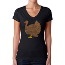 Black XXL Thanksgiving - Women's Word Art V-Neck T-Shirt