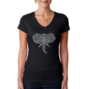 Black Medium Women's Word Art V-Neck T-Shirt - Tusks