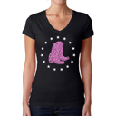 Black Small Cowgirl Boots - Women's Word Art V-Neck T-Shirt