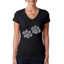  Women's Word Art V-Neck T-Shirt - Woof Paw Prints