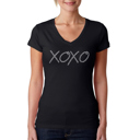  Women's Word Art V-Neck T-Shirt - XOXO