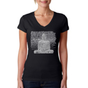 Black X-Small Women's Word Art V-Neck T-Shirt - Zen Buddha