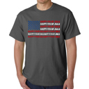 Gray Large Happy 4th of July - Mens Word Art T-Shirt