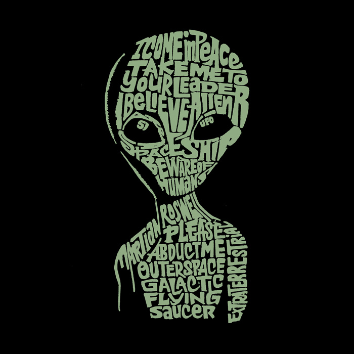 Mens Word Art T-shirt - Alien