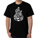 Black XXXL Music Notes Guitar - Mens Word Art T-Shirt